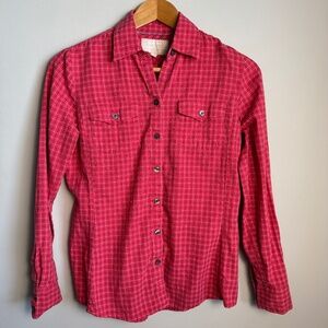 Banana Republic Chandail-Doux Long Sleeve Button Up Shirt Mini Check Red Size XS